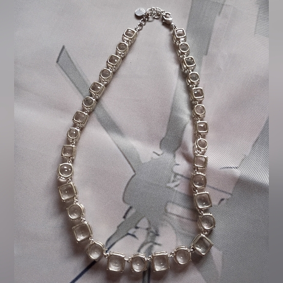 Charter Club Crystal Rhinestone Silver Tone statement Necklace Runway - Picture 6 of 10